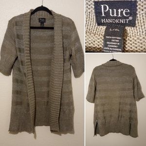 Pure Handknit Open Cardigan Silver Metallic